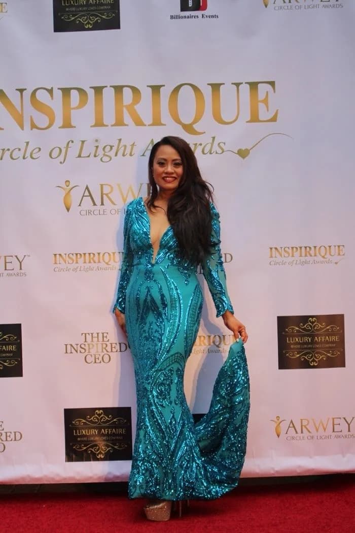 Quynh Chau Stone at the Inspirique Circle of Light Awards red carpet